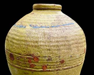 Antique Chinese Floor Vase Rice Wine Jar Earthenware Early 1900"