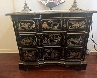 Black & gold Drexel wood decorative entry piece. 