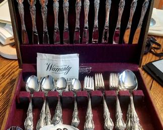 Silverplate flatware and chest