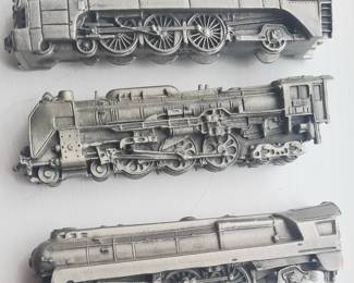 Miniature Franklin Mint pewter train engines