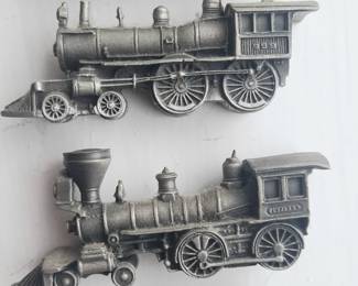 Miniature Franklin Mint pewter train engines
