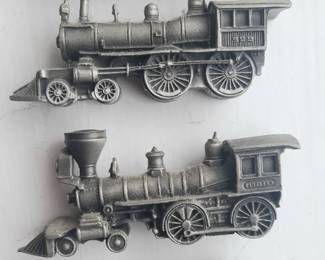 Miniature Franklin Mint pewter train engines