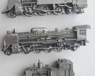 Miniature Franklin Mint pewter train engines