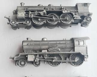 Miniature Franklin Mint pewter train engines