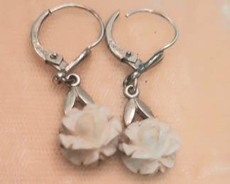 Rolled gold & ivory earrings