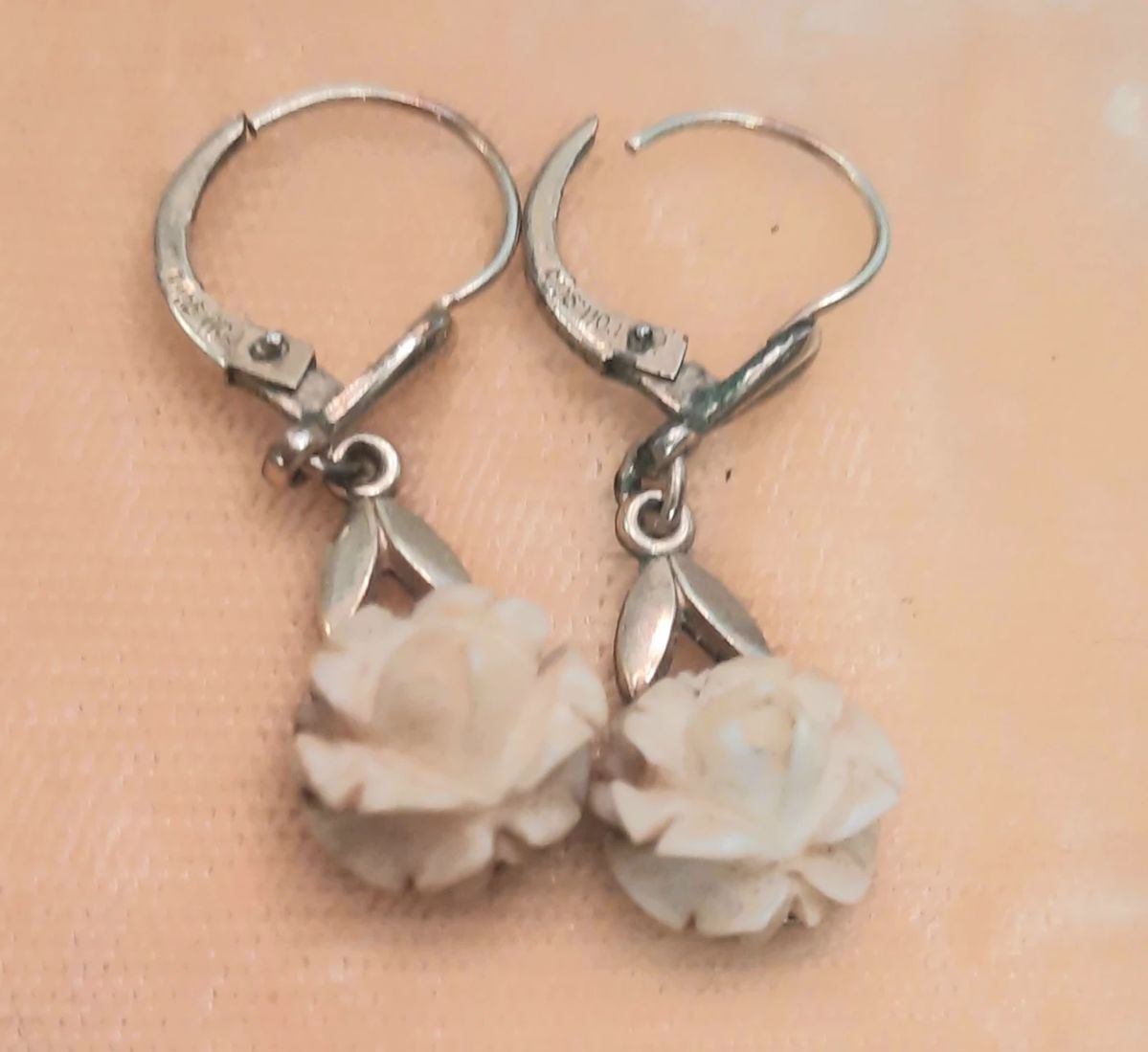 Rolled gold & ivory earrings