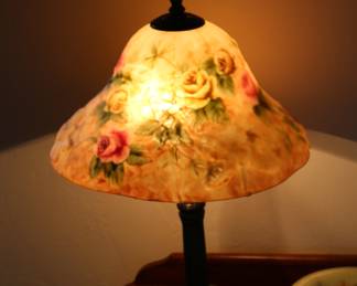 Vintage lamp - the shade is hand painted!