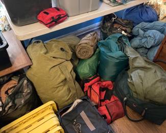 sleeping bags and back packs