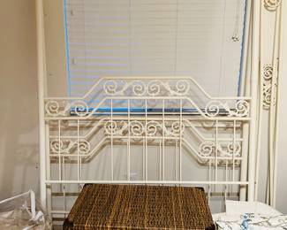 Vintage wood & grasscloth trunk