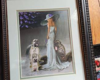 Lady with Bull Mastiff Numbered Print