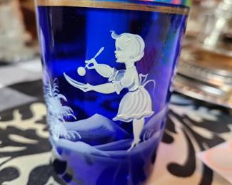 Mary Gregory Cobalt Glass