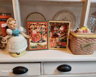 Made in Japan Cookie Jar, Christmas Music Book, Little Girl Japan Planter