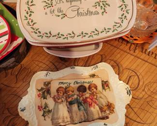 Lenox Christmas Platter & Tin Tray