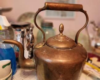 Antique Large Brass Tea Kettle