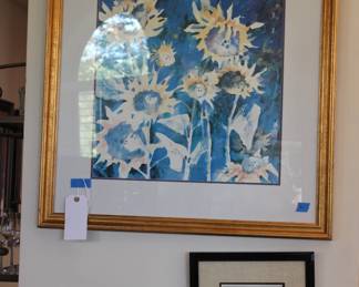 TOP 20X20 SUNFLOWER PRINT            BELOW SMALL ETCHING BY DON SWANN 33 ORIGINAL ETCHINGS DISPLAYED IN THE SMITHSONIAN INSTITUTE AND PART OF A PERMANENT COLLECTION IN THE METROPOITAN MUSSEUM