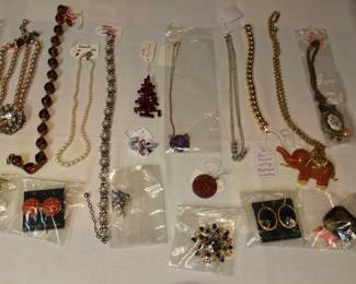 SOME STERLING AND COSTUME JEWELRY (SOME CZECHOSLOVAKIAN AND SWAROVSKI)