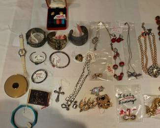 SOME STERLING AND COSTUME JEWELRY (SOME CZECHOSLOVAKIAN AND SWAROVSKI)