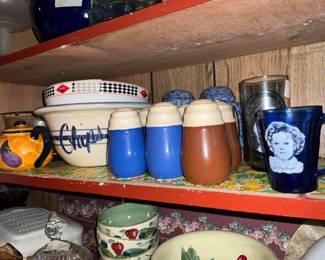 Bowls, Shirley Temple blue cup, miscellaneous