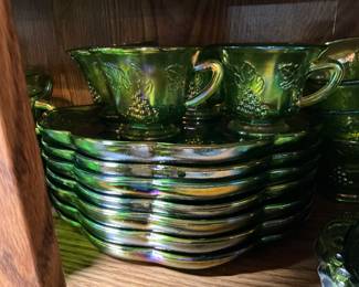 Carnival glass - green