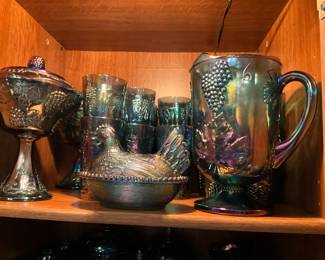 Carnival glass - blue