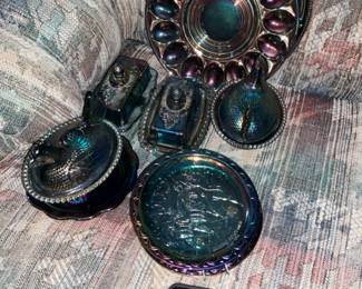 Carnival glass - blue