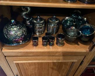 Carnival glass - blue