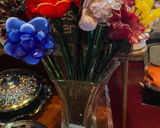 Glass flowers in vase