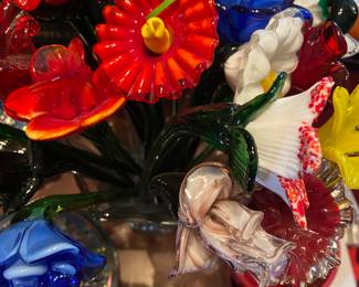 Close up of glass flowers