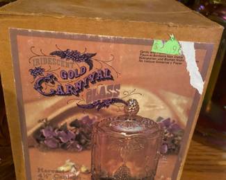 Carnival glass in original box