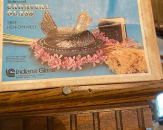 Carnival glass in original box