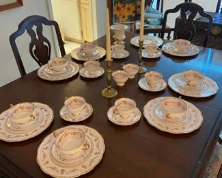 Top of table with antique china set