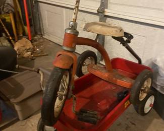 Antique trike and wagon