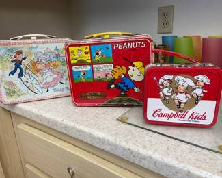 Vintage lunch boxes with thermos