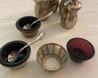 Sterling and amethyst open salts