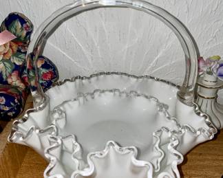 Fenton Milk Glass Nesting Basket Set