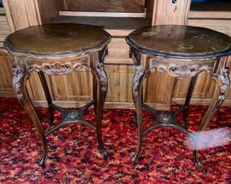 Antique Solid Wood Side Tables