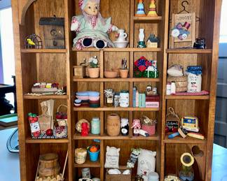 Vintage Miniature Collectibles Set with Display Frame