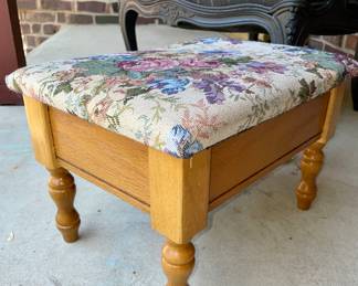 Embroidered storage foot stool