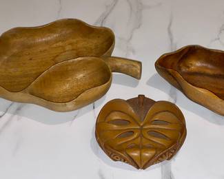 Mid century wood serving bowls