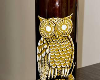 Mid-century modern glass Owl candle holder