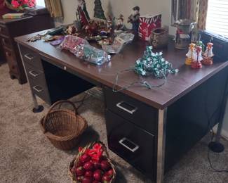 Desk with collectibles 