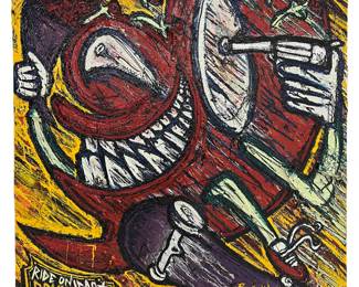 Reylarsdam b.1988 Urban Crazy Heart Oil Painting