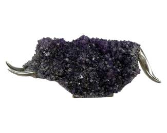 Grupo Gal Silver & Natural Amethyst Bull Sculpture