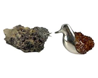 Grupo Gal Silver & Natural Quartz Bird Sculptures