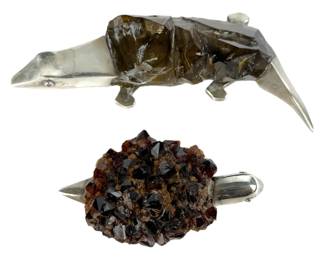 Grupo Gal Silver & Quartz Turtle & Lizard Statues