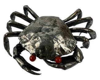 Buccellati Sterling Silver Crab w/ Red Coral Eyes