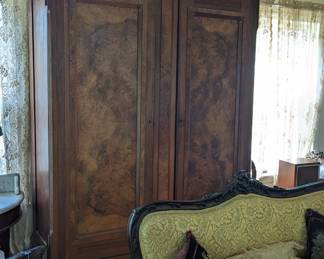 Burl walnut wardrobe.