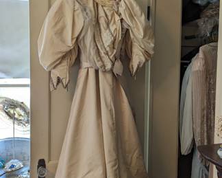 1890's Wedding gown with leg-o-mutton sleeves.