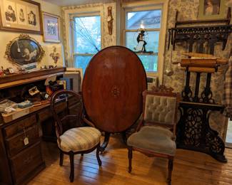 Beautiful inlay marquetry tilt top table