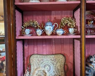 Exquisite Italian tea set with cherubs.  Victorian wax wedding/bridal  headpieces.